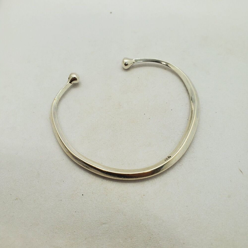 Sterling Silver Cuff Bracelet Square with Ball Ends 925